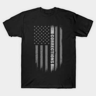 Thin Silver Line Flag Correctional Officer T-Shirt